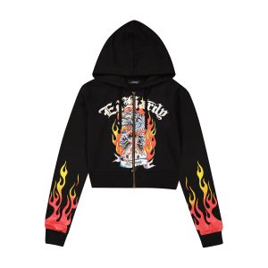 Tiger Flame Zip Front Hoodie