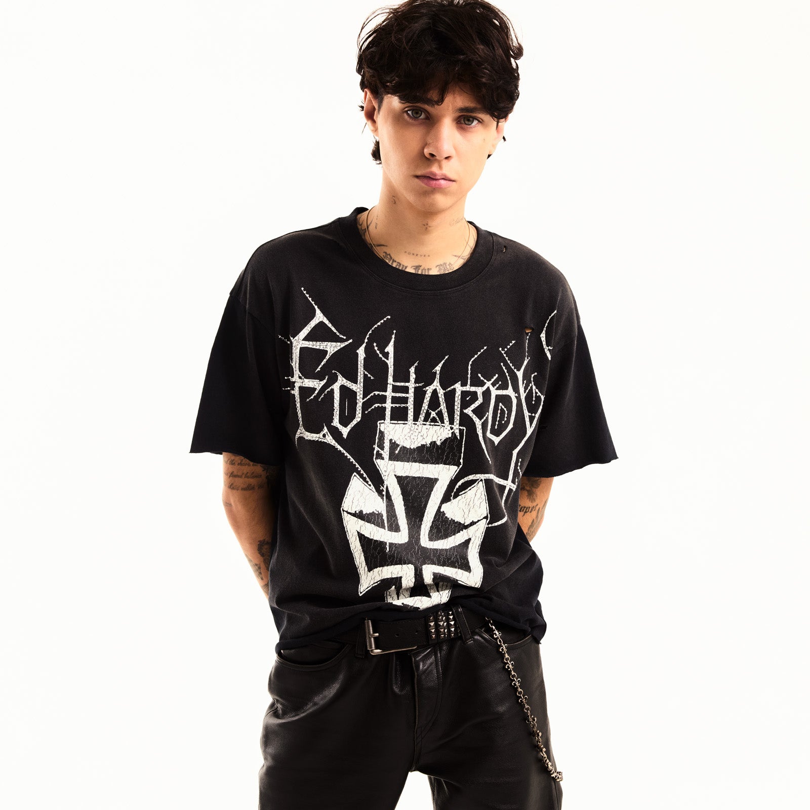 CROSS CROPPED MENS BOXY TEE