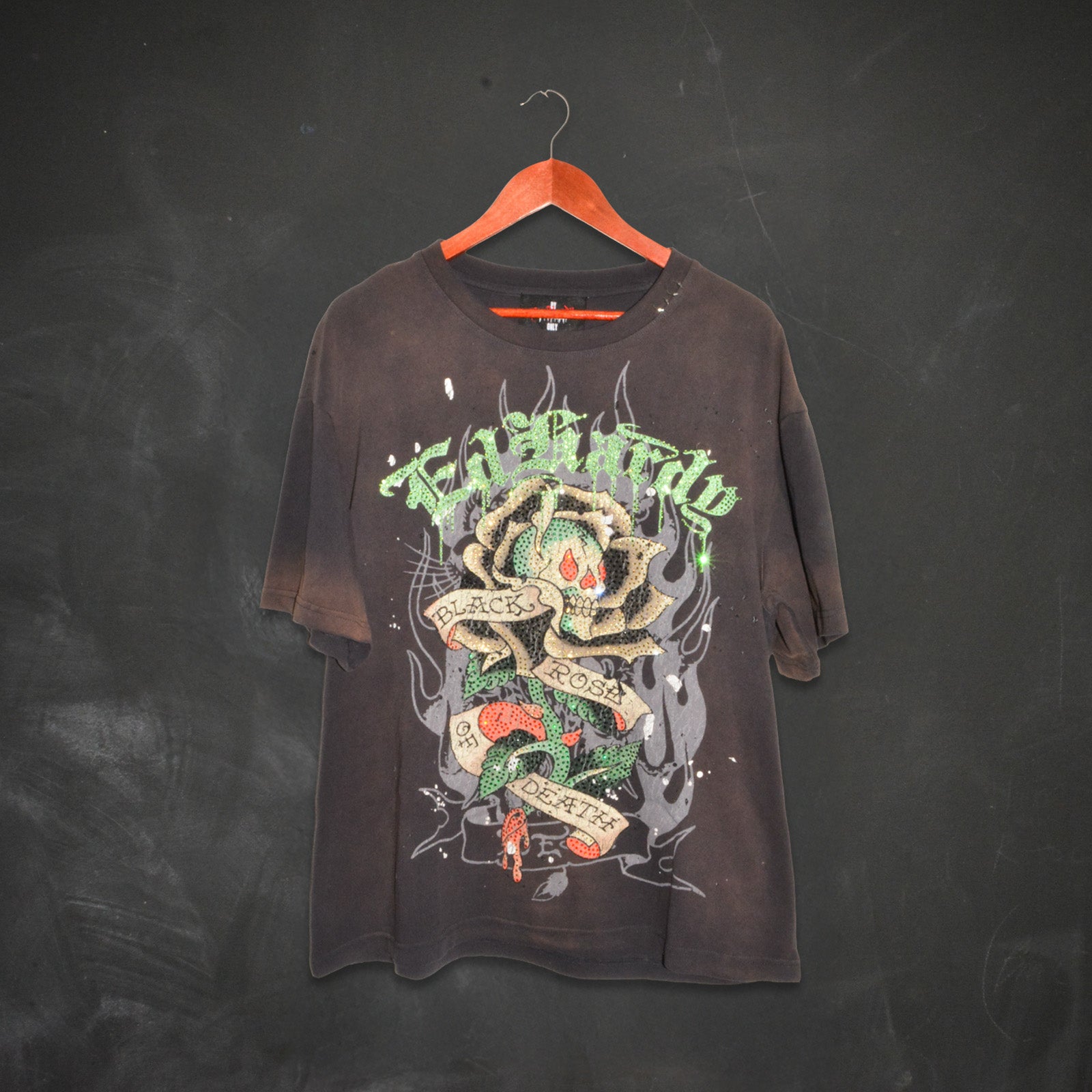 BLACK ROSE BOXY TEE - SUNFADE GREY