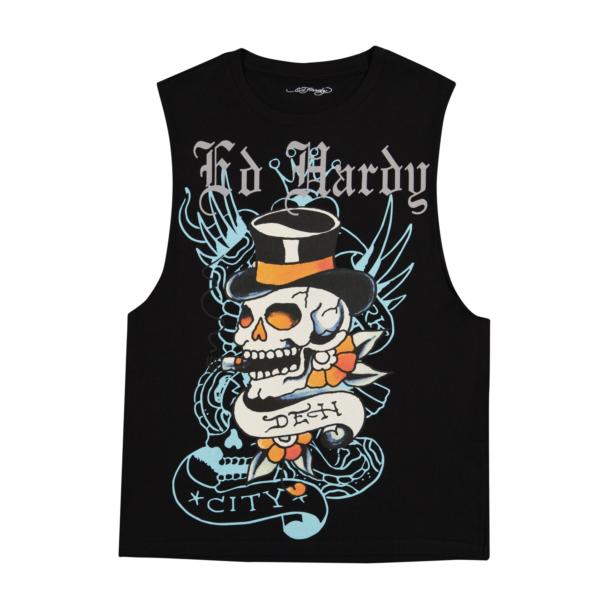 SKULL TOPHAT MENS CUT OFF TEE