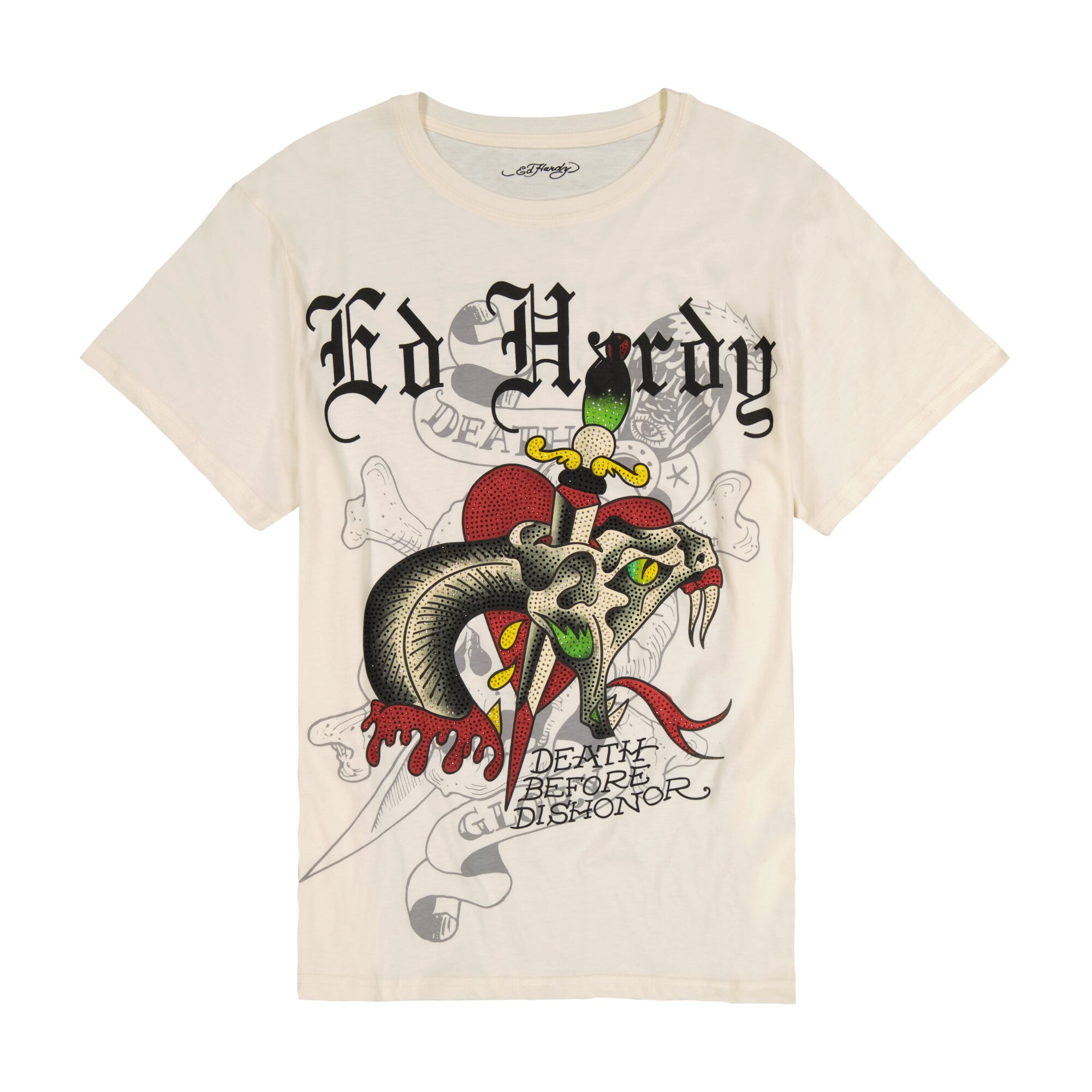 DAGGER SNAKE THROWBACK RHINESTONE TEE