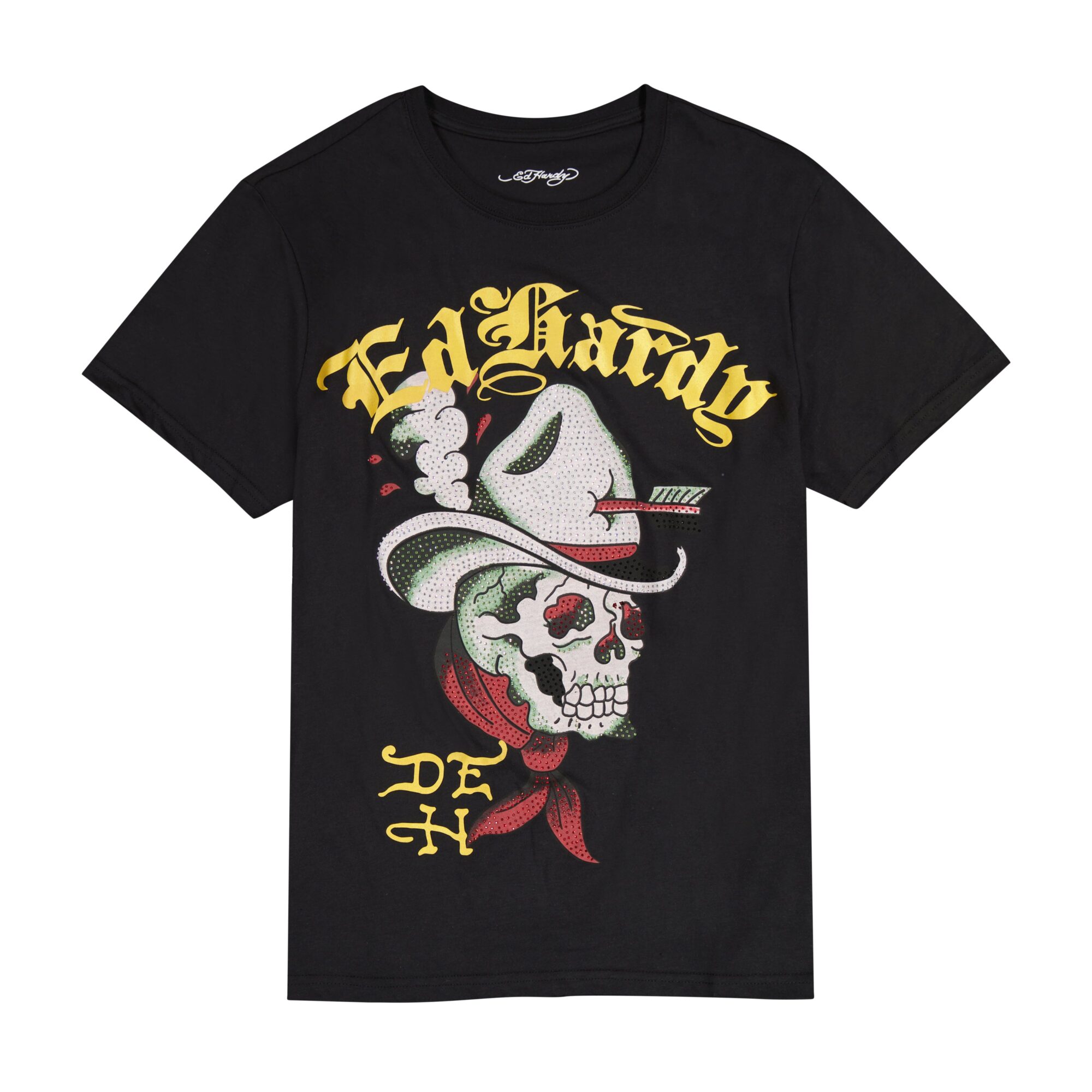 COWBOY SKULL THROWBACK RHINESTONE TEE