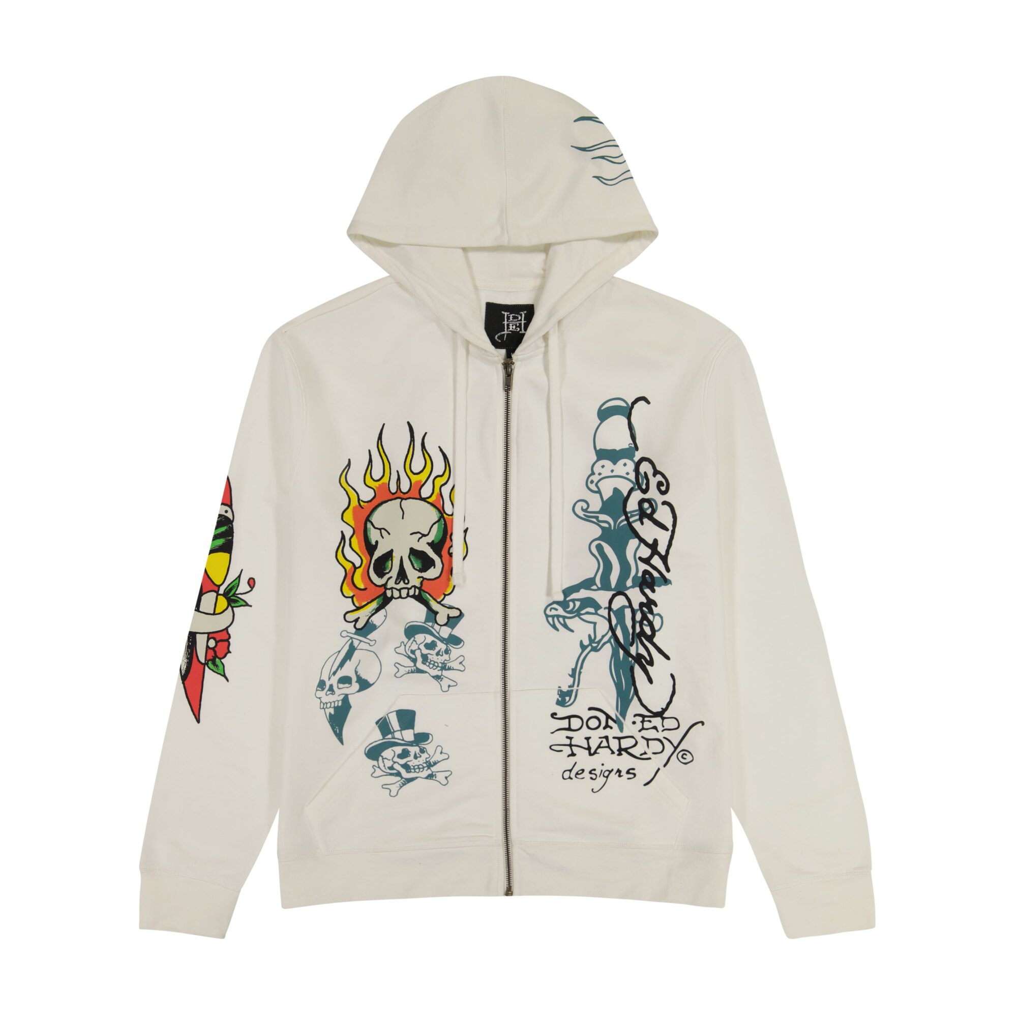 FLAME SKULL HOODIE - IVORY