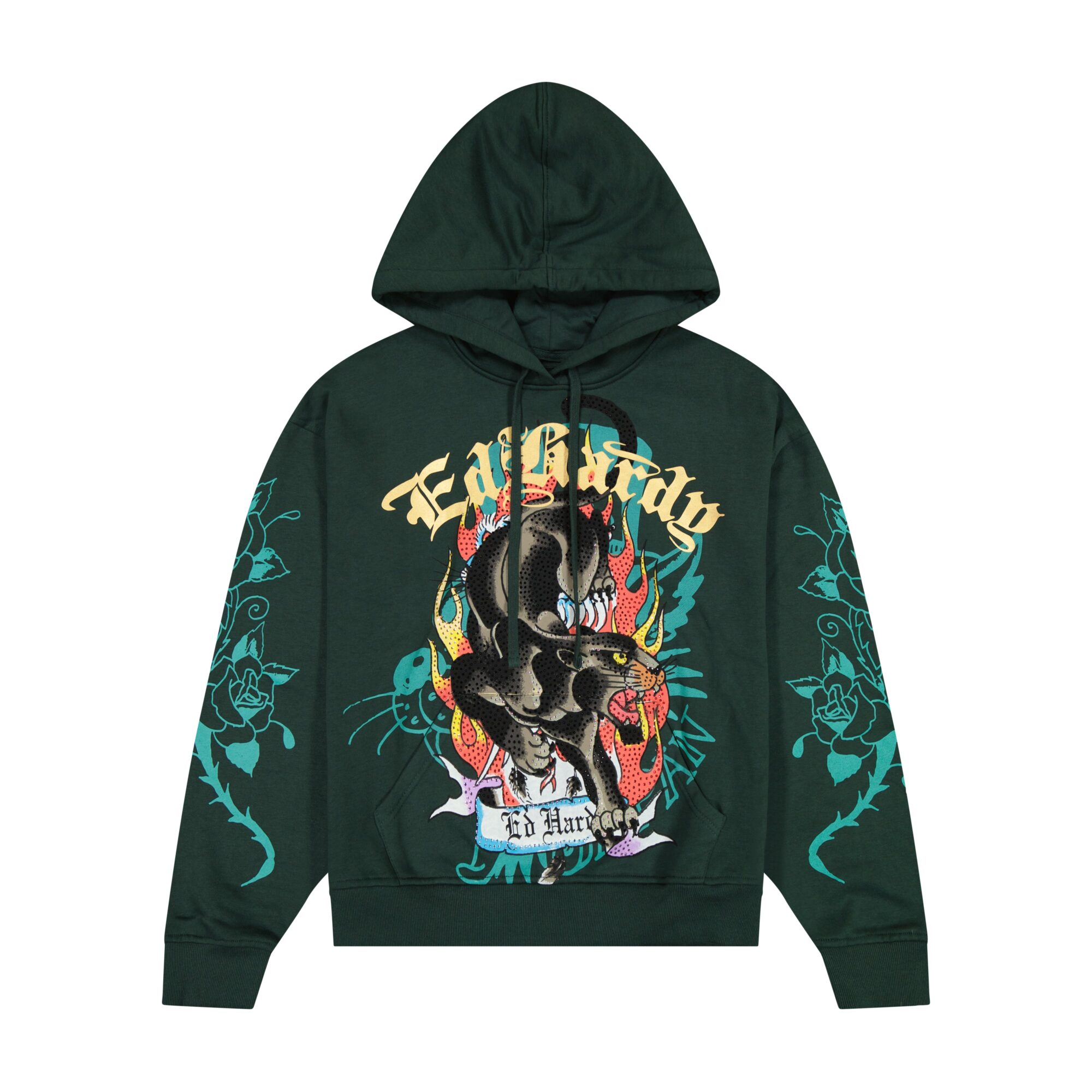 FIRE PANTHER RHINESTONE BOXY FLEECE HOODIE