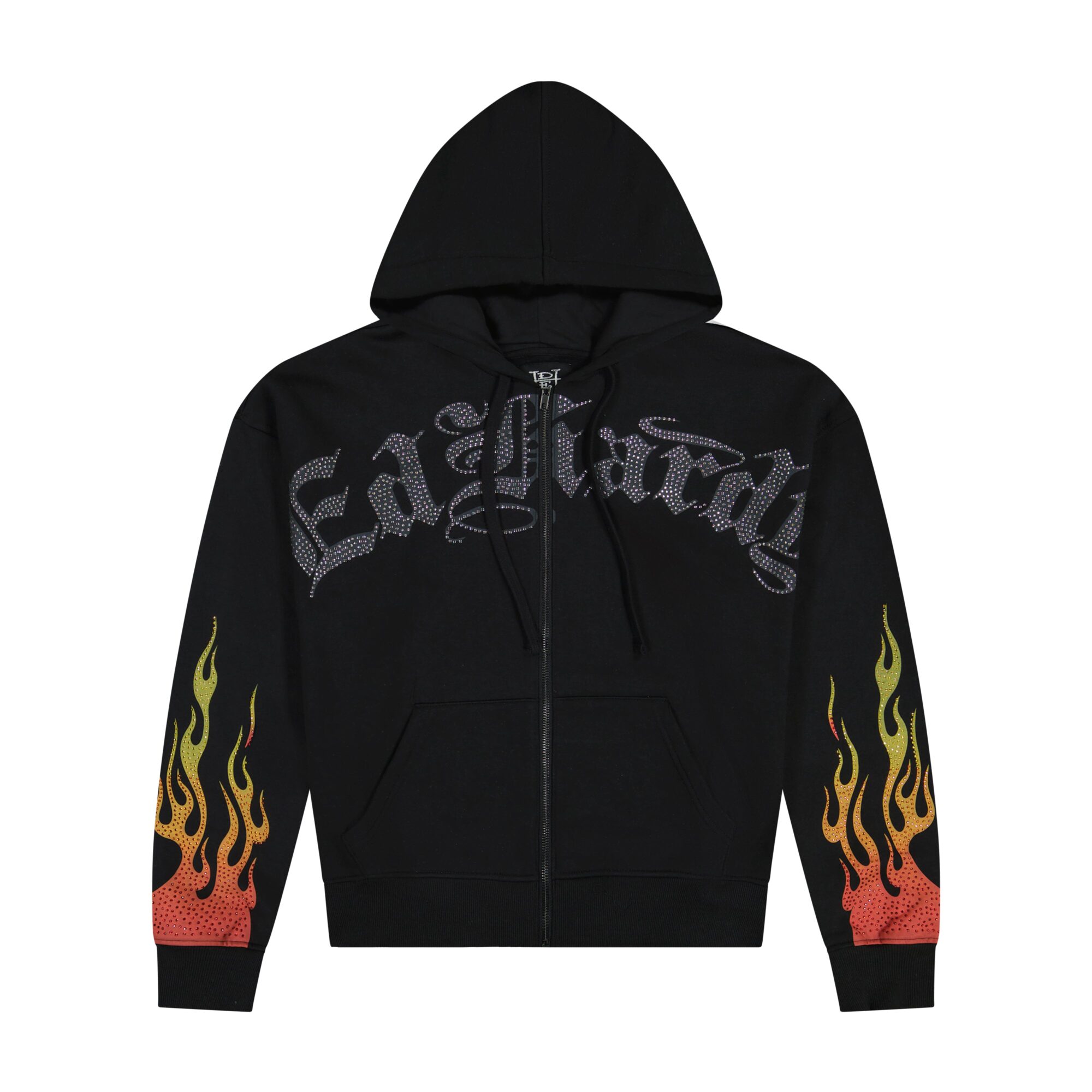 SKULL FLAMES BOXY ZIP HOODIE