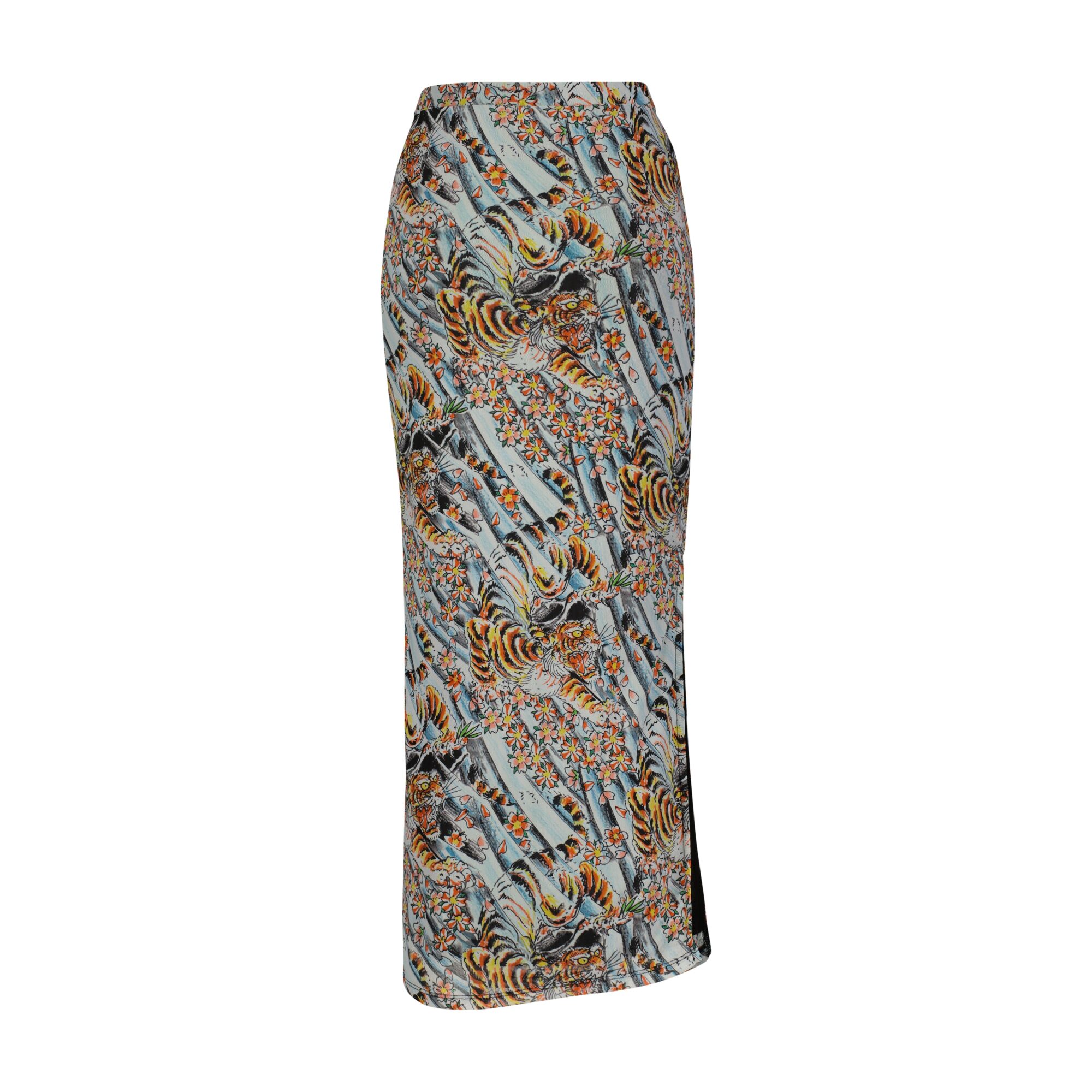 TIGER PRINT MESH MAXI SKIRT
