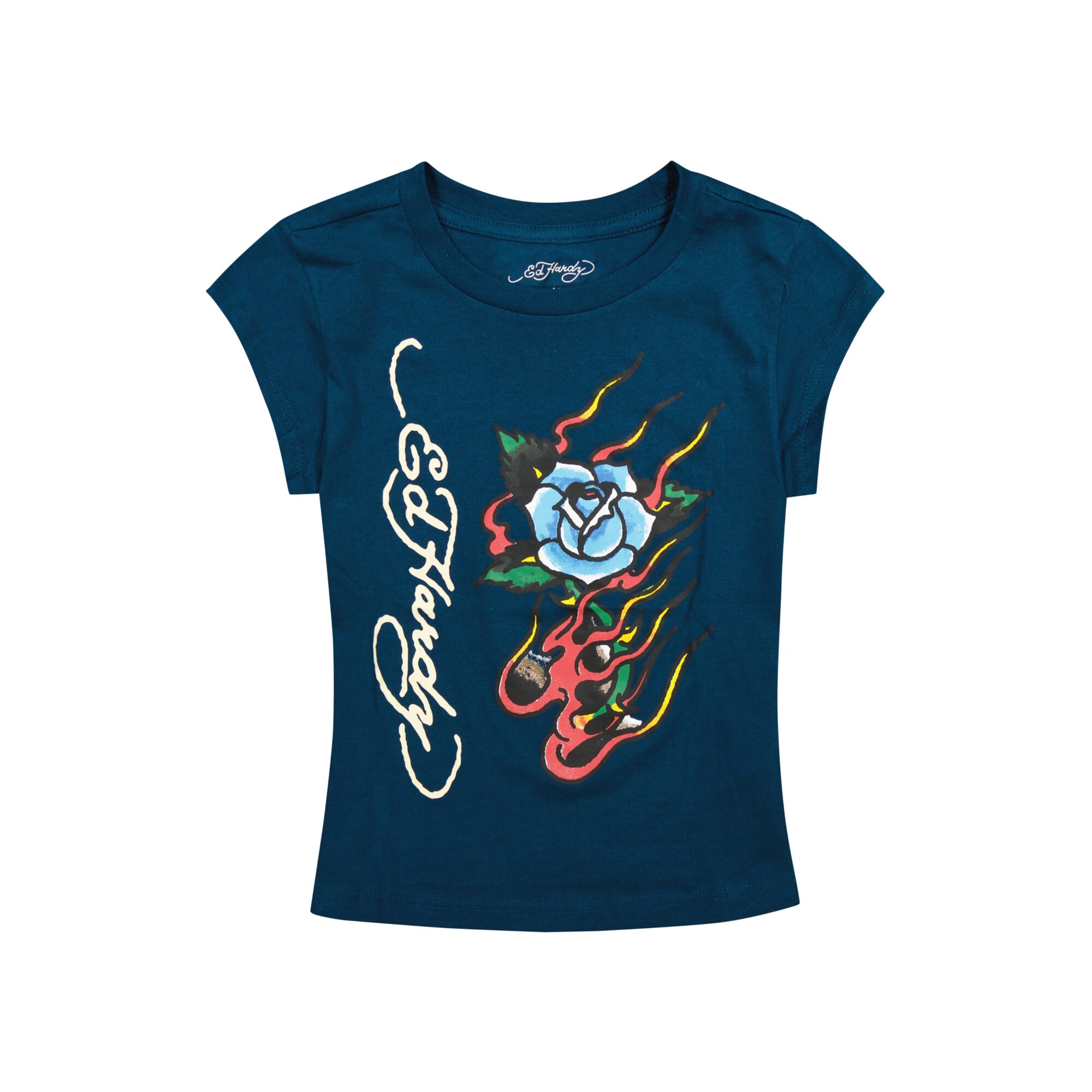 FLAME ROSE CAP SLEEVE TEE