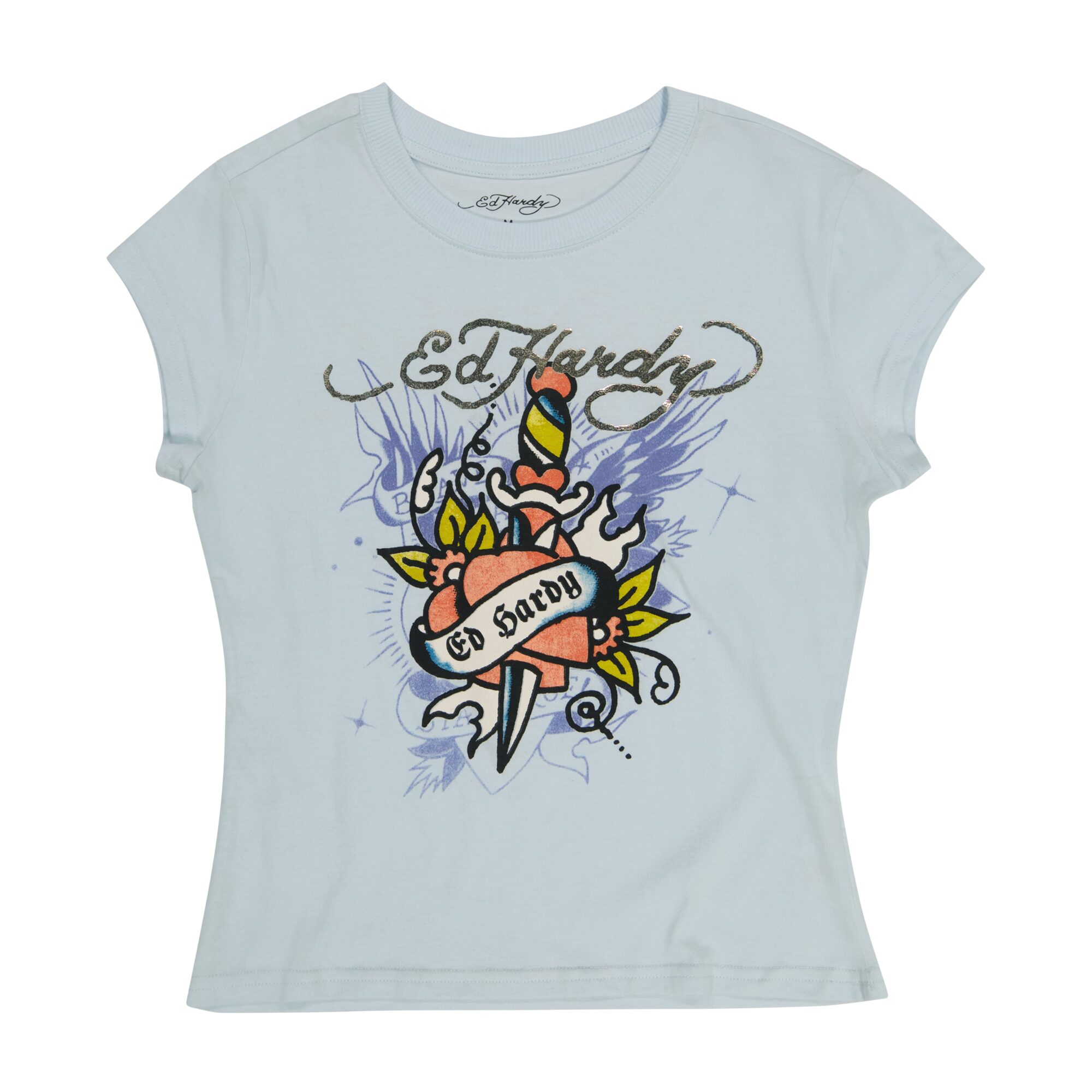 DAGGER HEART CAP SLEEVE FITTED TEE