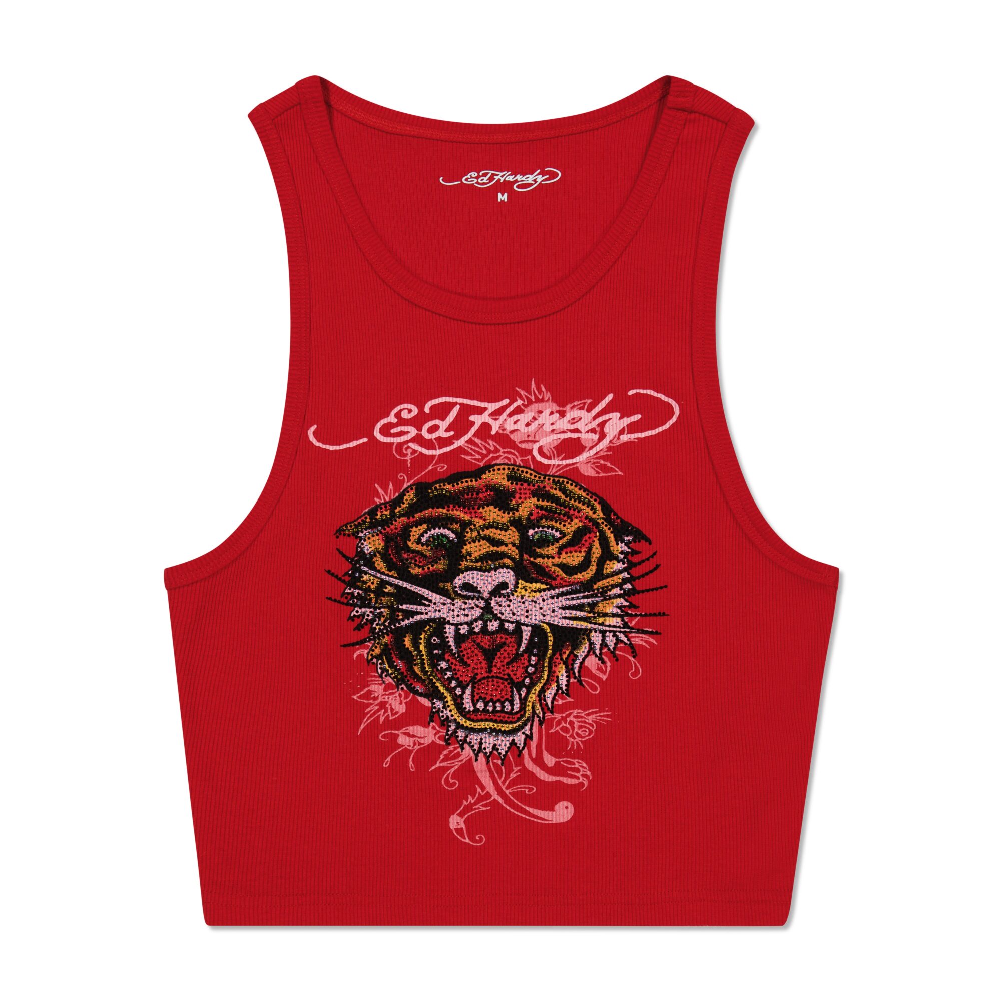 RHINESTONE TIGER RIB KNIT TANK
