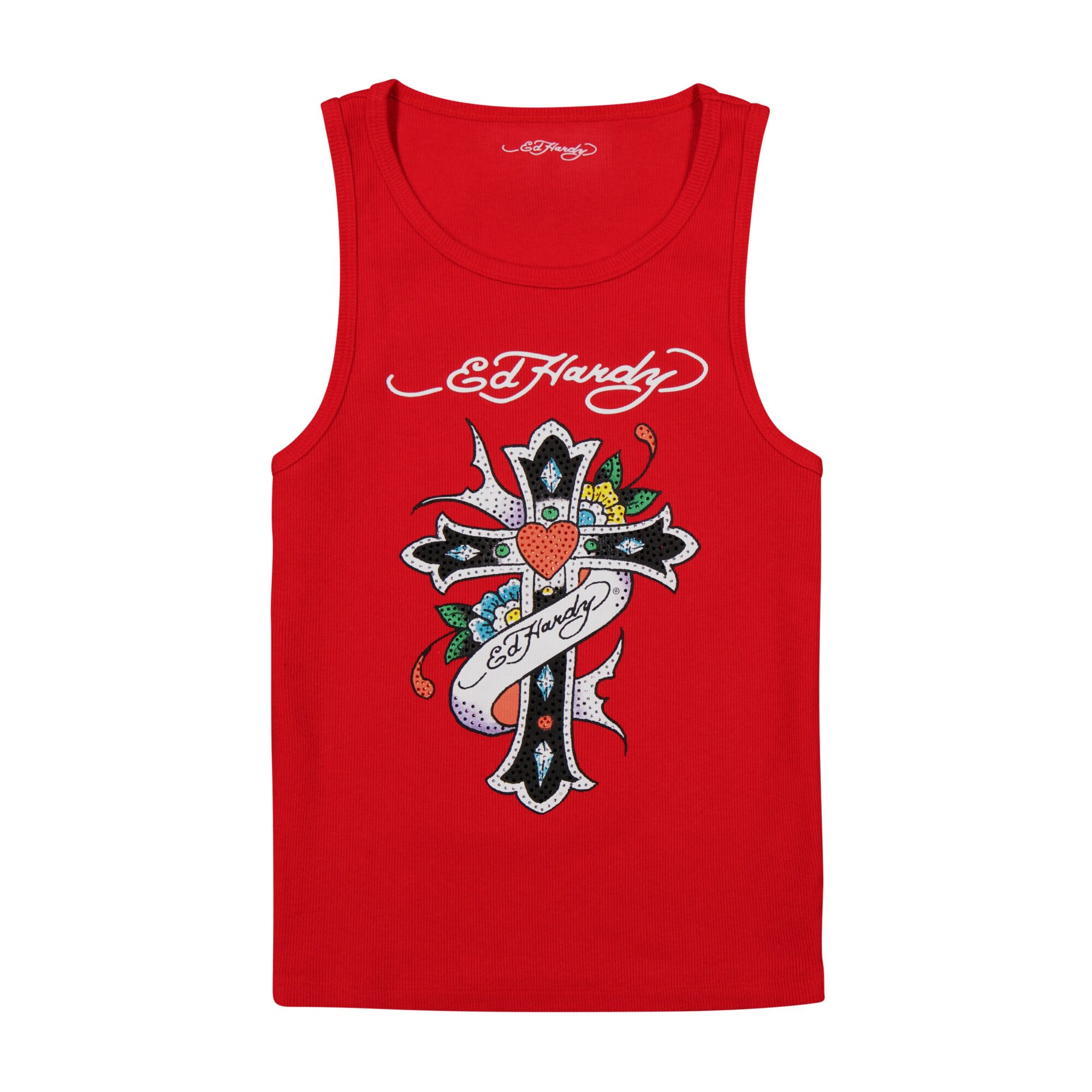 CROSS RHINESTONE TANK TOP