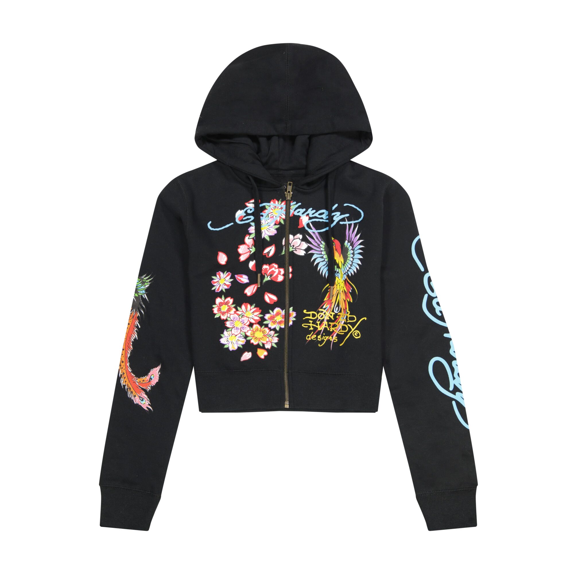 PHOENIX CROPPED HOODIE - BLACK