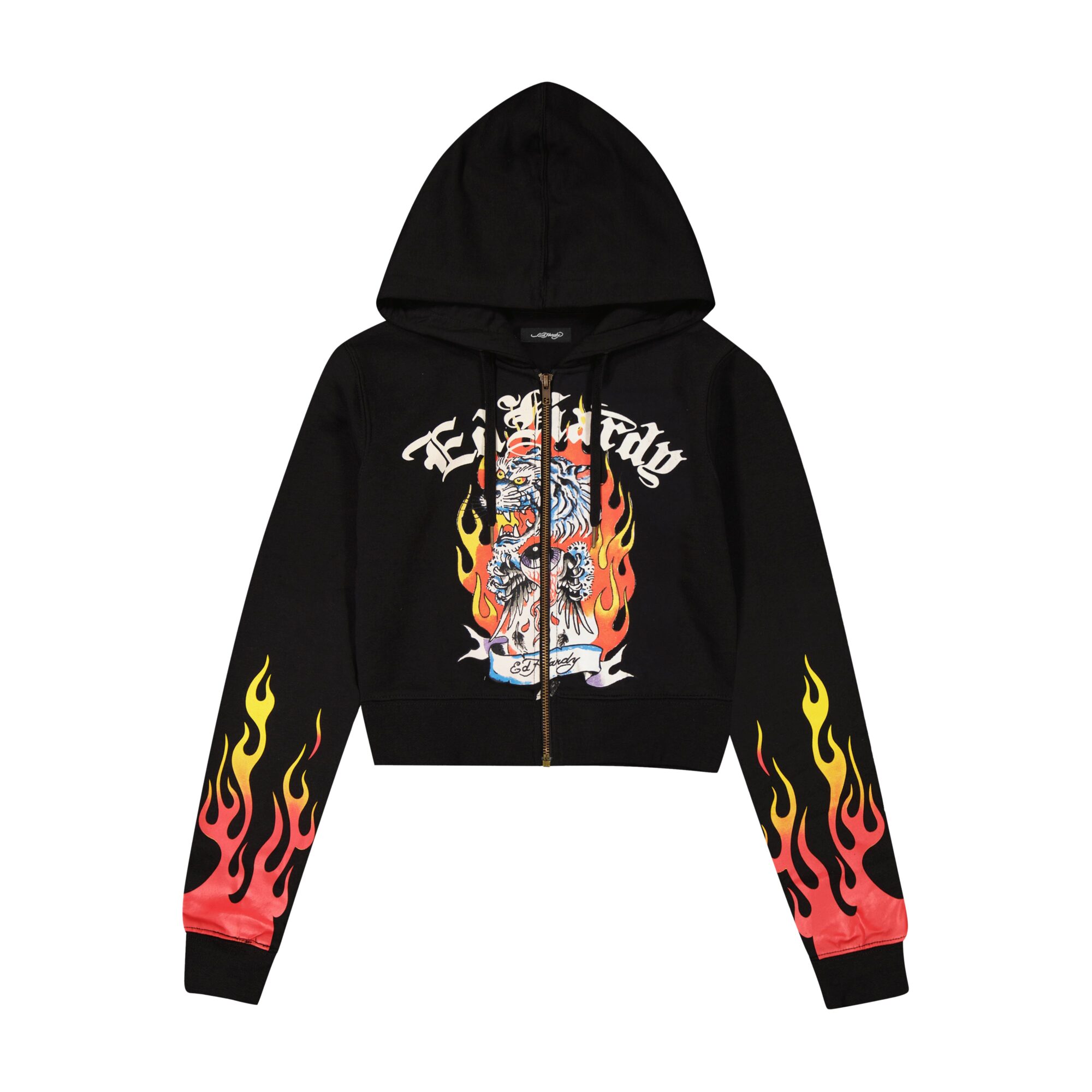 TIGER FLAME ZIP FRONT HOODIE