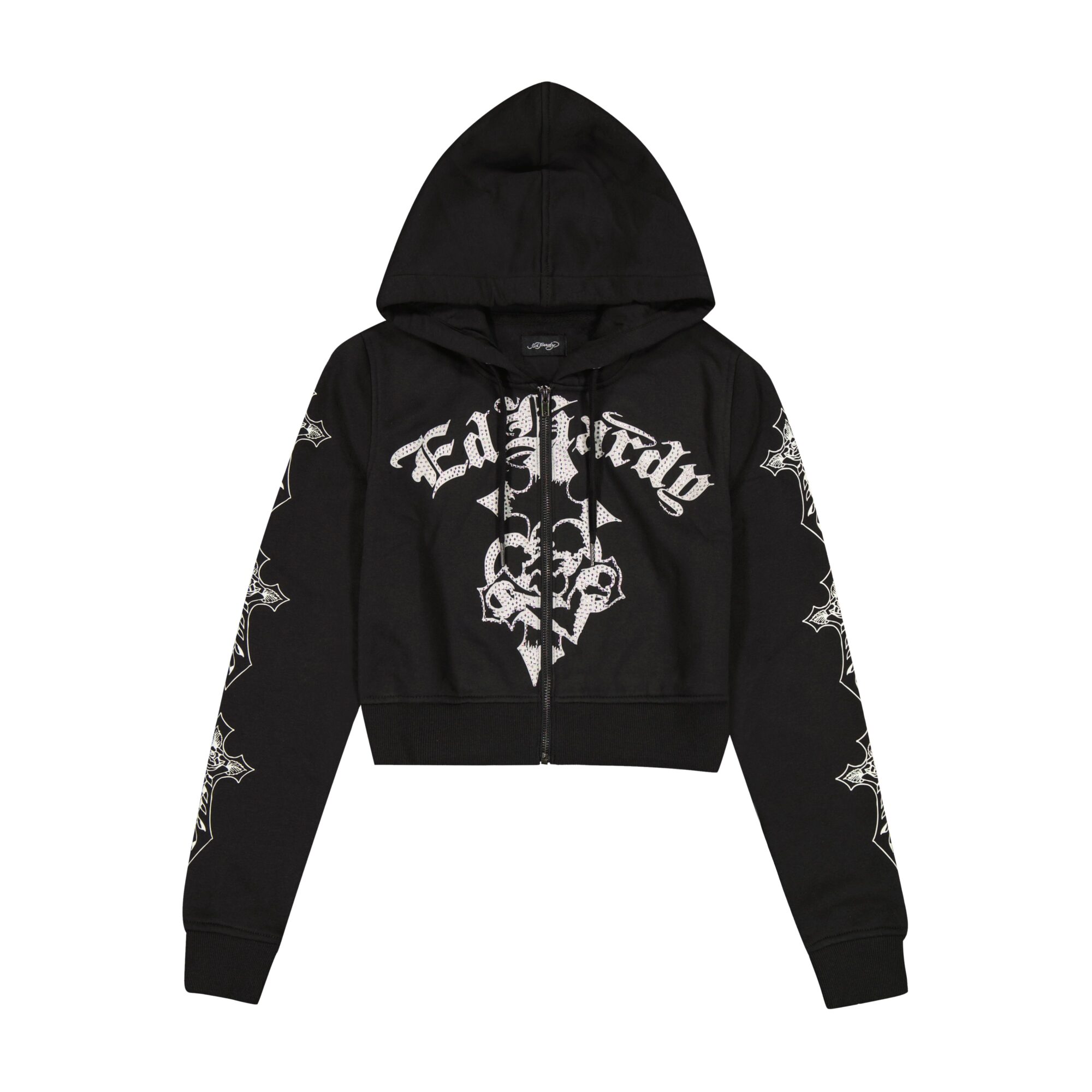 CROSSES ZIP FRONT RHINESTONE HOODIE