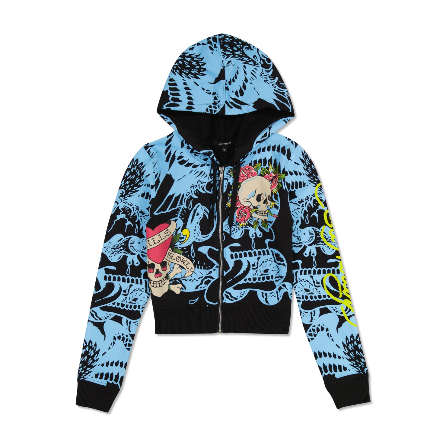 LKS SKULL ZIP CROPPED FLEECE HOODIE