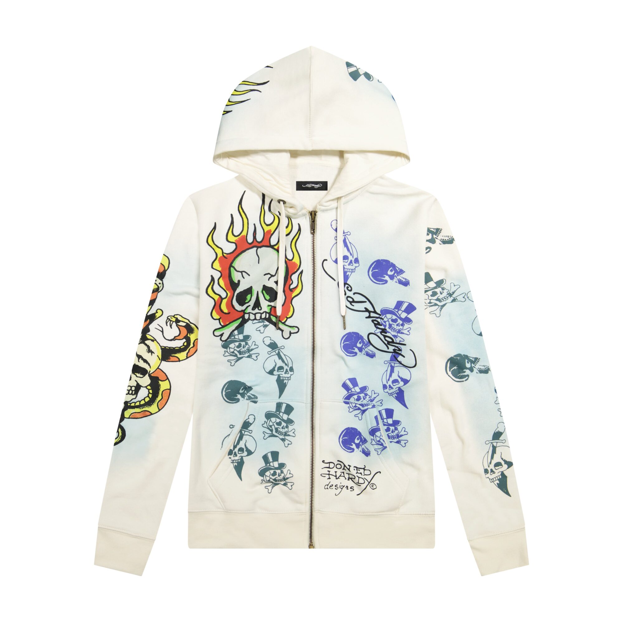 SKULLS LONG FLEECE HOODIE