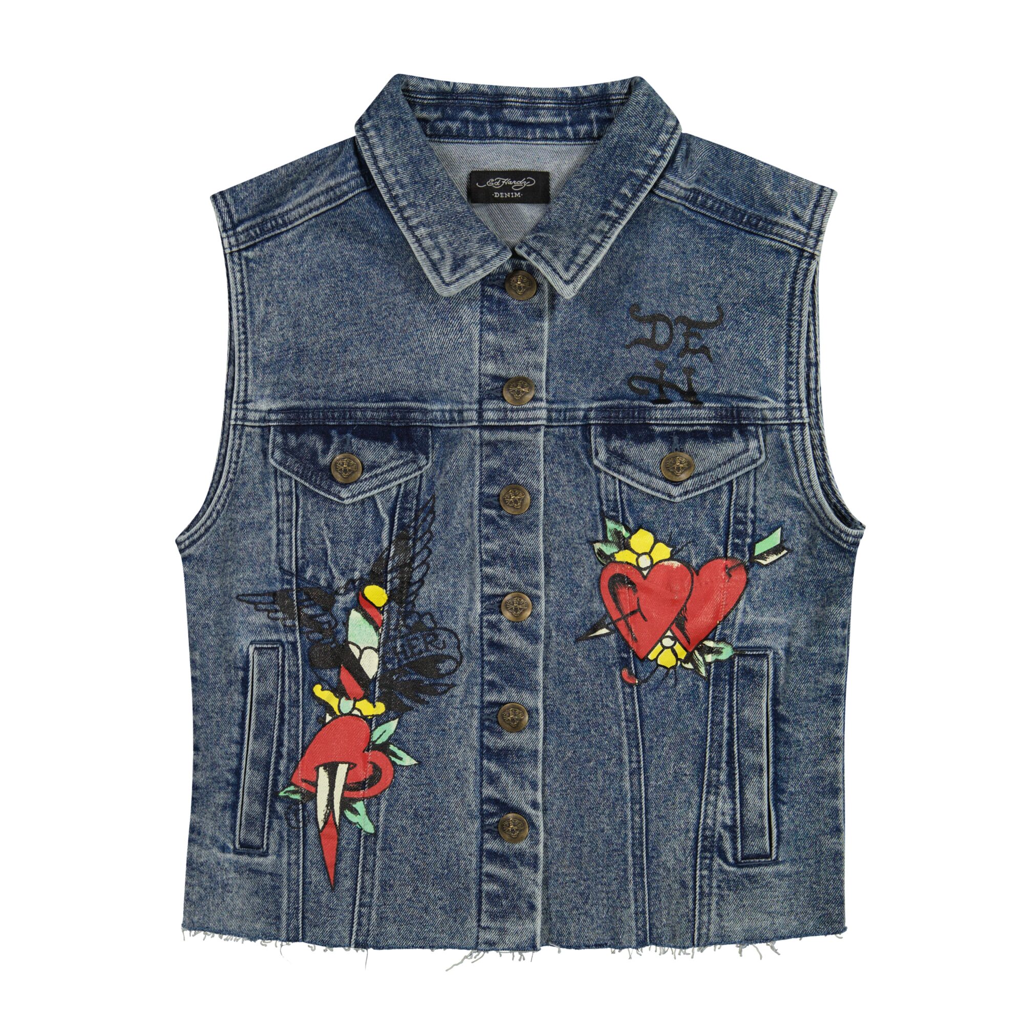 HEART CROSS TRUCKER DENIM VEST