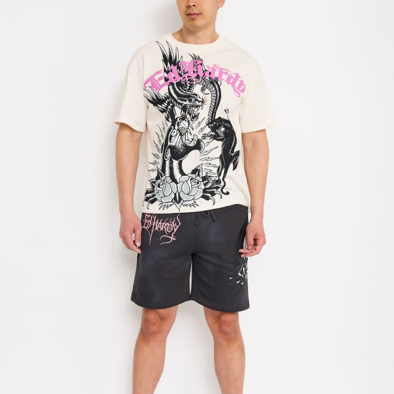 SPIDER SKULL FLEECE SHORTS