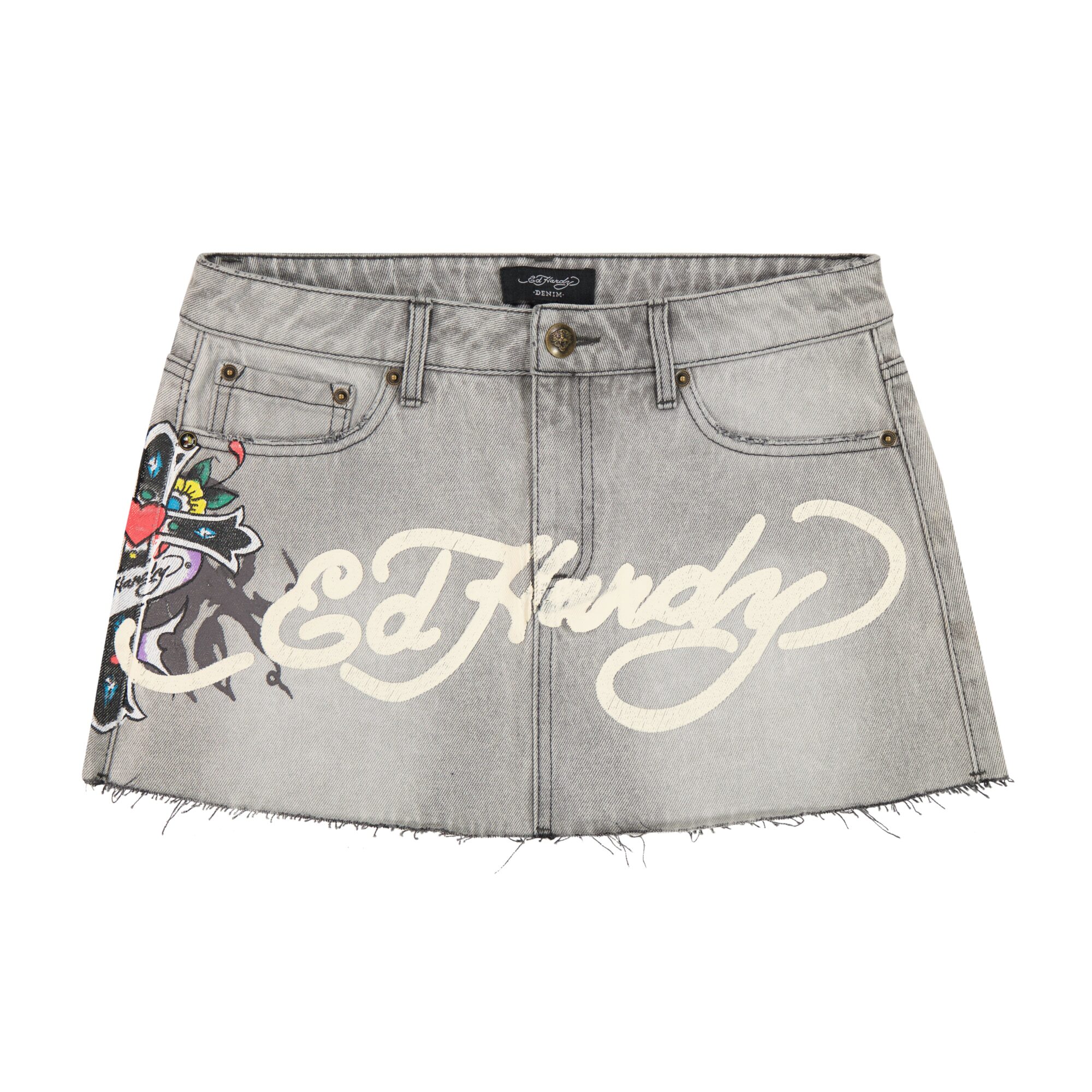 CROSS DENIM MINI SKIRT