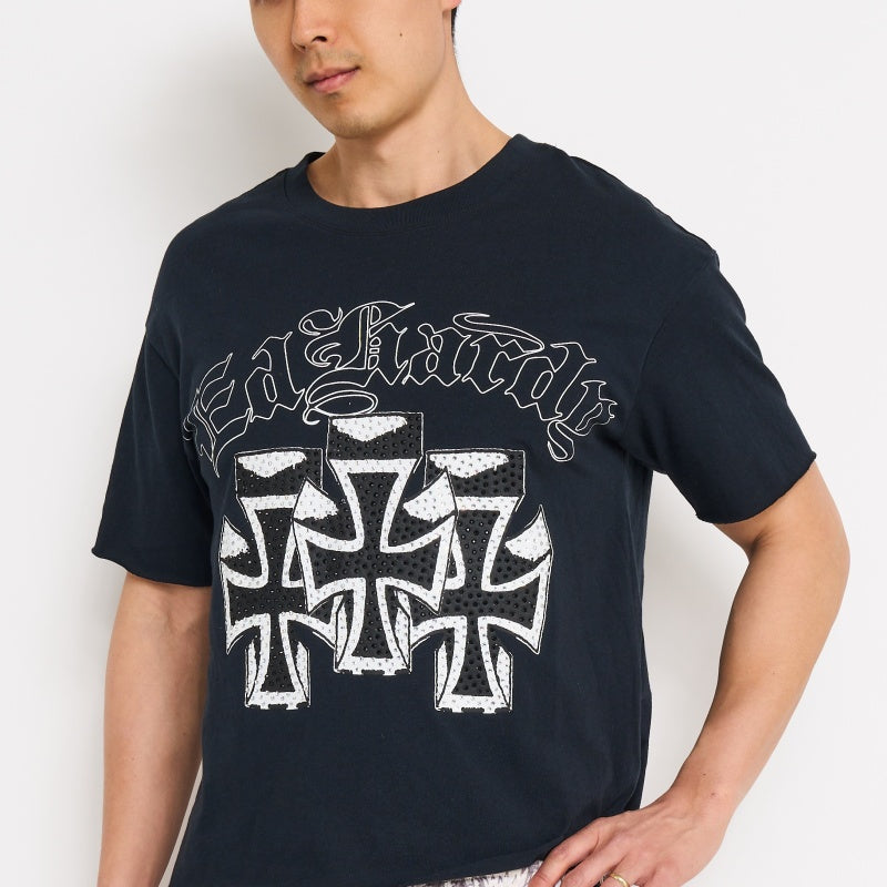 CROSSES RHINESTONE BOXY CROPPED TEE